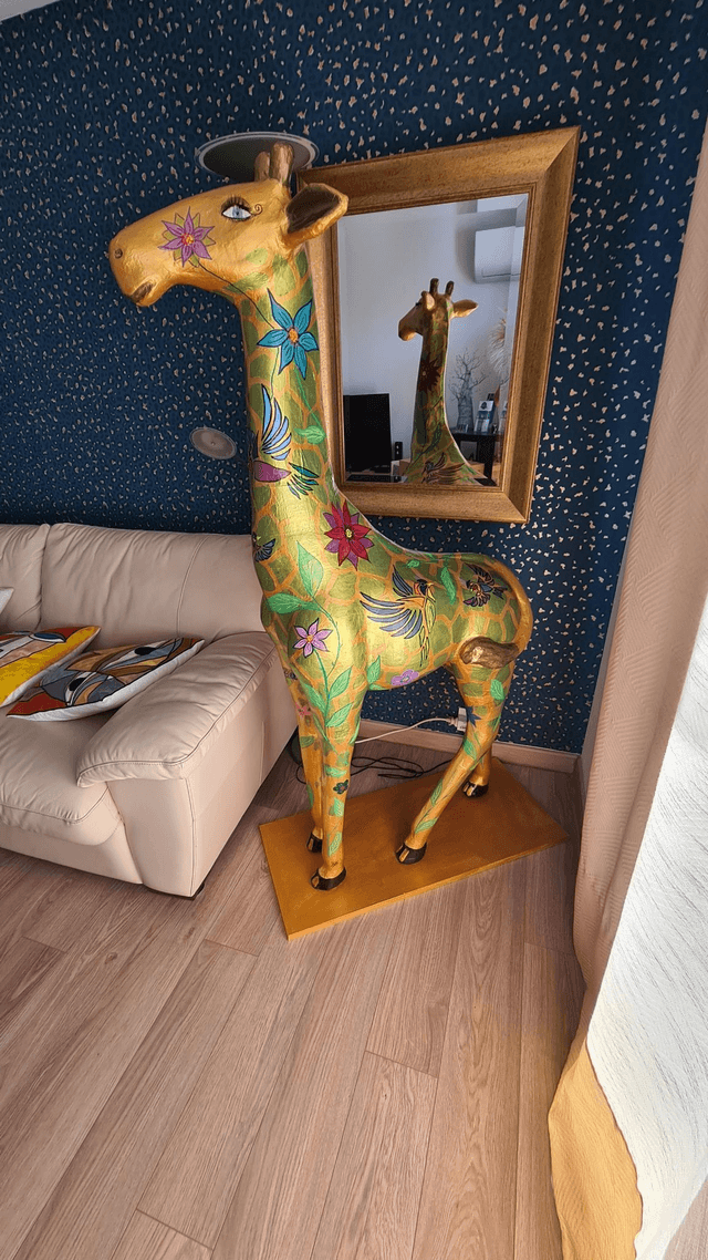 Girafe dorée et aux oiseaux H1m60