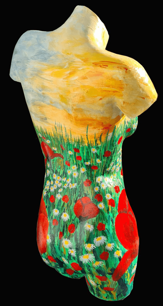 Buste coquelicot H 80cm