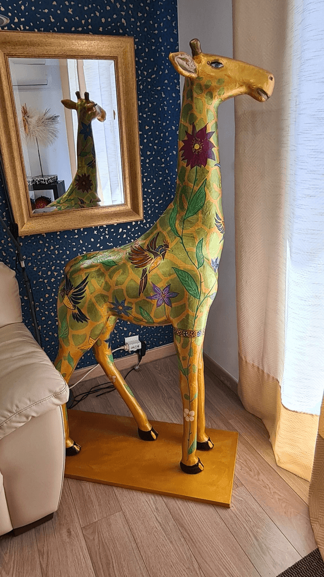 Girafe dorée et aux oiseaux H1m60