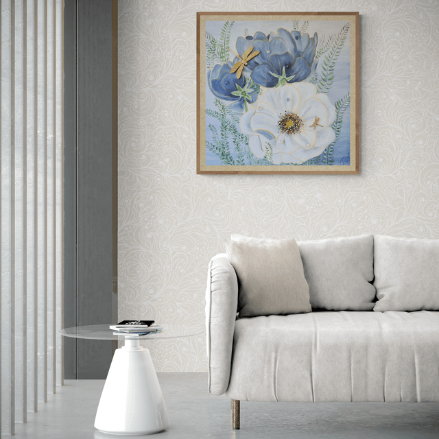 Fleurs bleues (80x80cm)