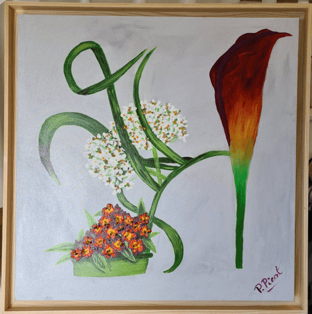 l'escarpin fleurs arum rose 60x60