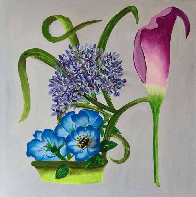 l'escarpin fleurs arum rose 60x60