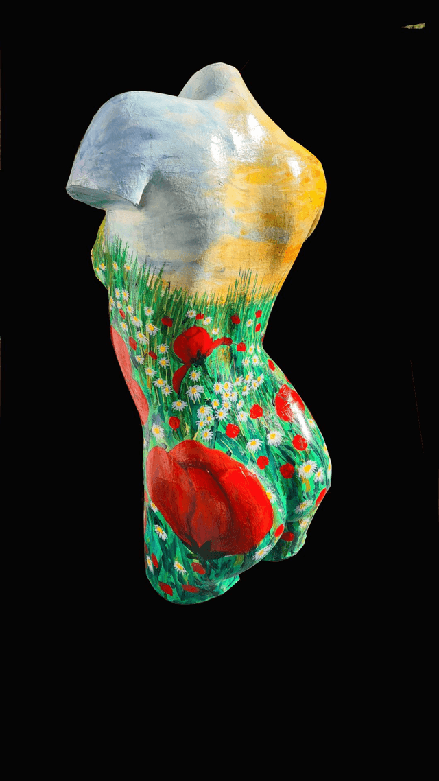 Buste coquelicot H 80cm