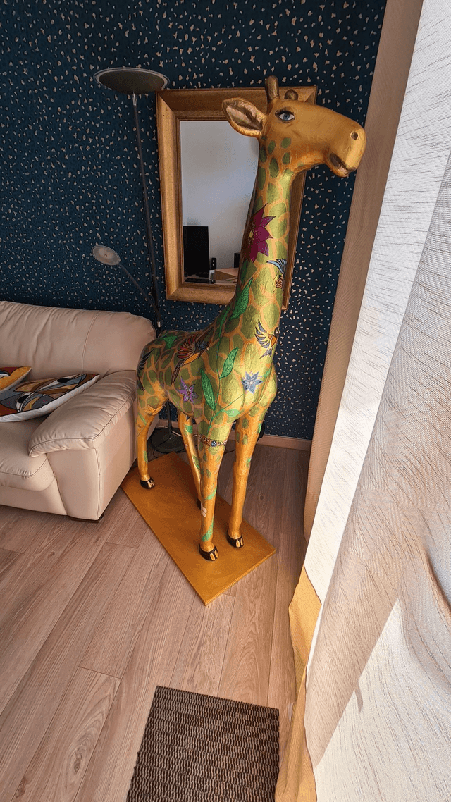 Girafe dorée et aux oiseaux H1m60