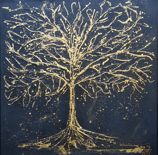 Reve noir "arbre de vie"  80x80cm