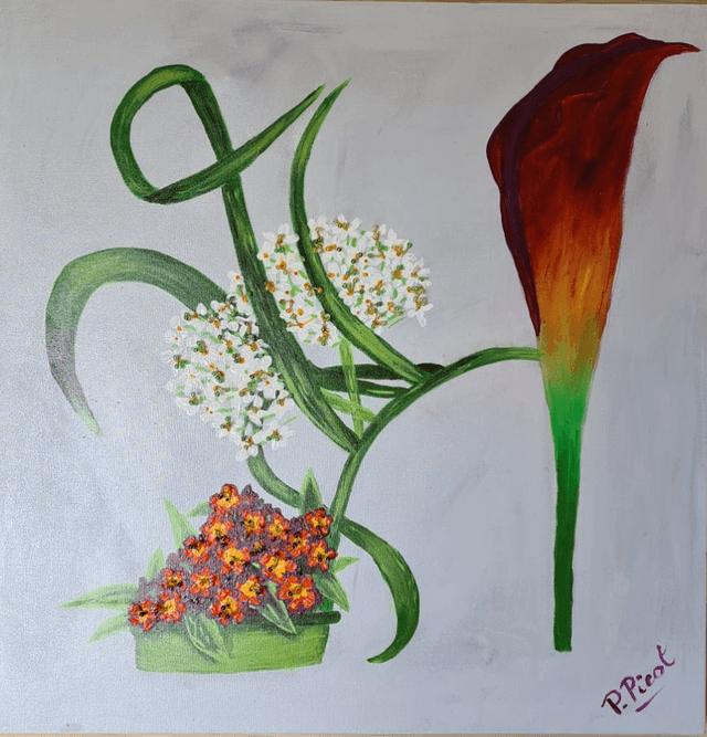 l'escarpin fleurs arum rose 60x60