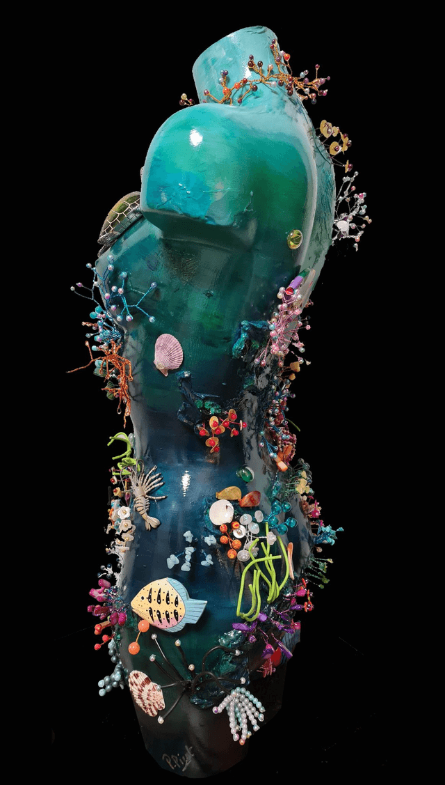 Buste fond marin et corail H 80 cm